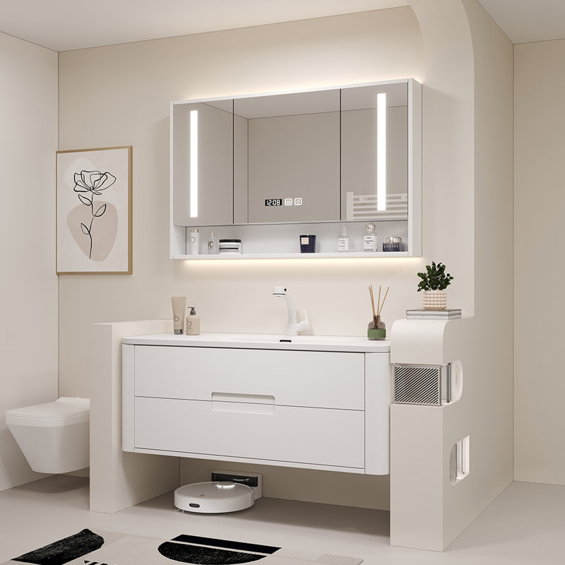 Modern simple cream style bathroom cabinet