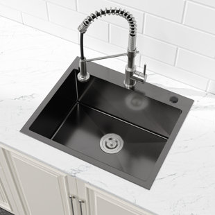 23"X19" Black Stainless Steel Sink - R10 Rounded Corners For A Smooth And Safe Experience Undermount Kitchen Basin Sound Dampening Pads Quiet Cooking Environment