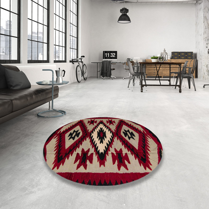 Tapis abstrait à motifs abstraits moderne 5006, Rond 3 pi