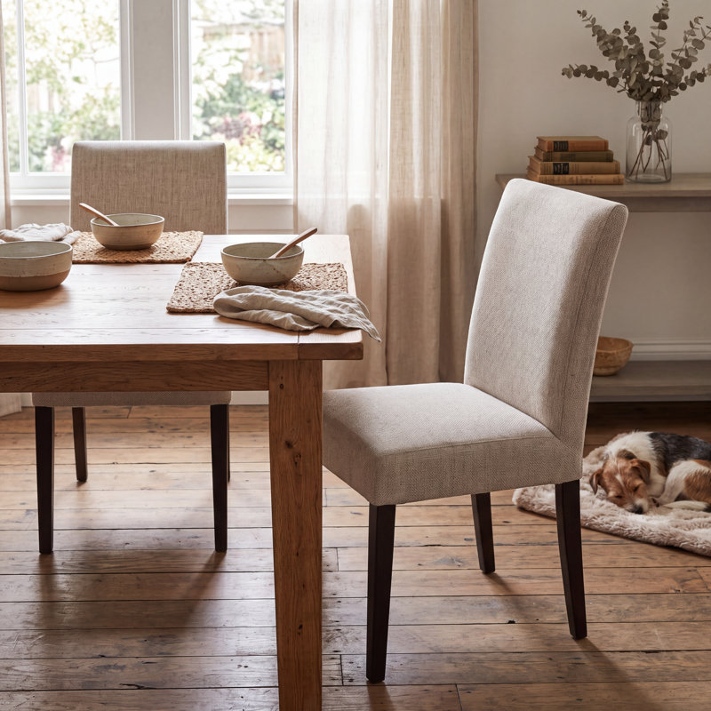 Amorette 19'' H Upholstered Side Chair, Cream