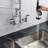 Heavy Duty Kitchen Sink Faucet Commercial Use - 21" Height, 8" Center, 10" Swing Spout, Coiled Spring Spray, Ceramic Filled, Contemporary Style Tall For 8 Inch Filler,
