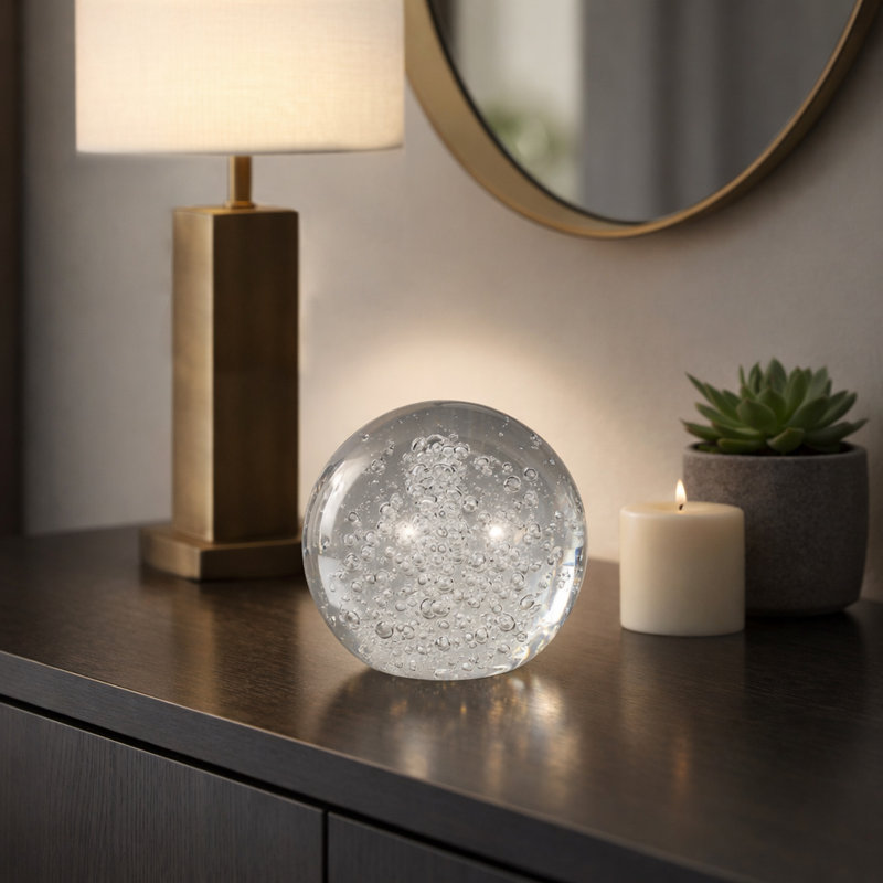 Sculpture moderne en verre orbes de cristal pour décorations de salon - Figurine décorative pour le bureau ou la maison - Clear & Frost