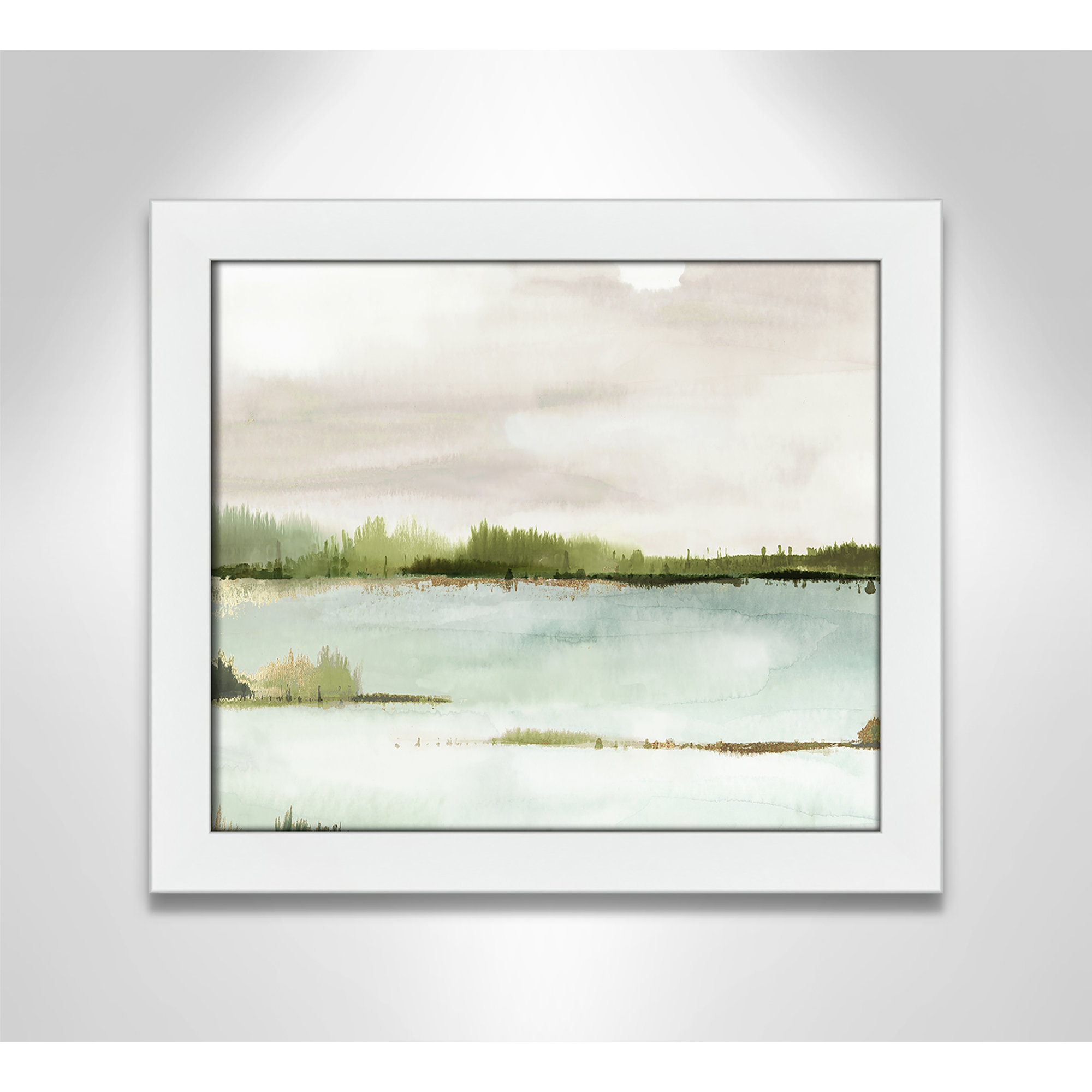 Silent Lake, 14" H x 16" W x 1.12" D, White Framed