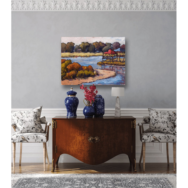 Funky Marsh - Artist Enhanced Canvas Print, Brown Framed Canvas, 40" H x 60" W x 1.75" D