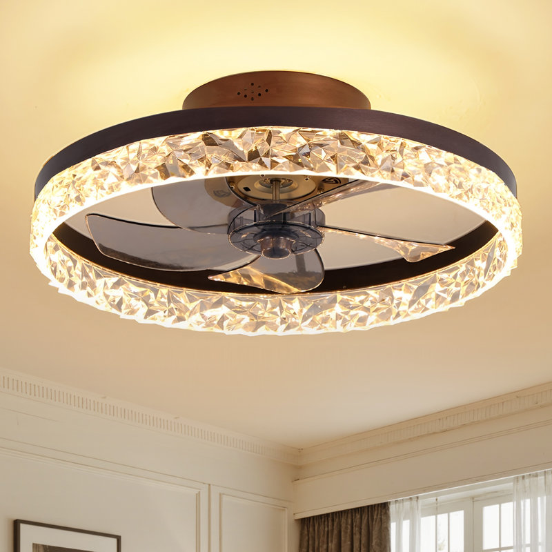 Ventilateur de plafond à DEL à profil bas de 20 po à DEL à intensité variable avec télécommande pour salle à manger et chambre à coucher