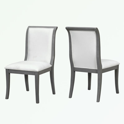 Upholstered Dining Chairs Set of 2 with Curved Lines