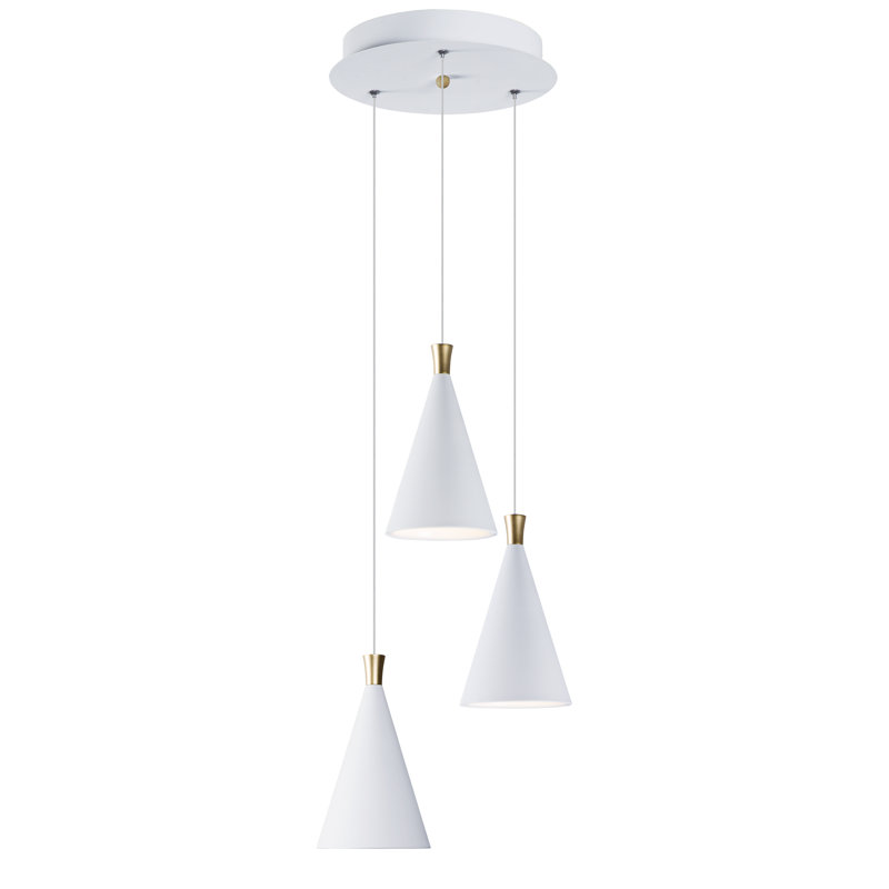 Laurens 3 - Light White/Metallic Gold LED Cluster Pendant