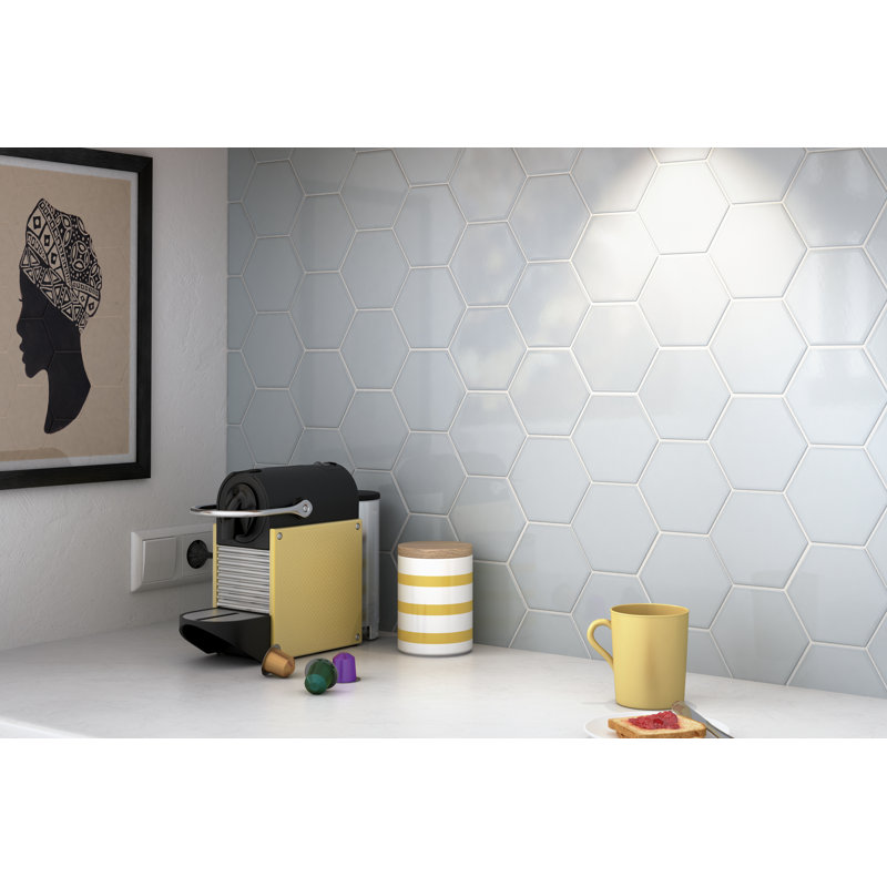 Hedron 4" x 5" Ceramic Wall Tile, Electric Blue