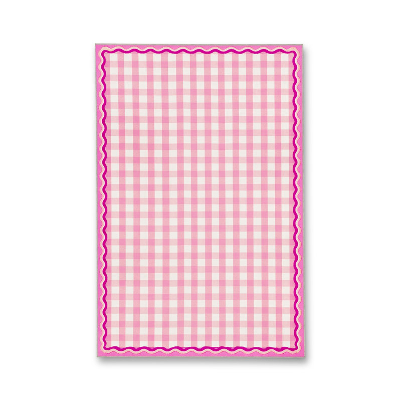 Tapis tissé rose à carreaux lavables Mosso, 5'1" x 7'7"