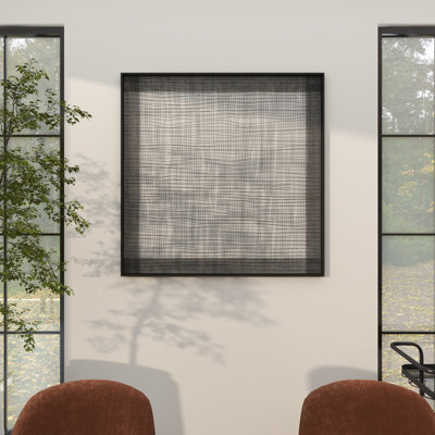 Décoration murale en maille métallique noire avec cadre noir 40 po x 1 po x 40 po