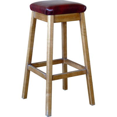 Chambless Upholstered Solid Wood and Genuine Leather Bar Stool with Solid Wood Frame