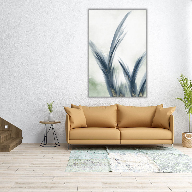 «Abstract Bluegrass 1», reproduction d'art sur toile, H 36 po x l 24 po, Bleu / blanc