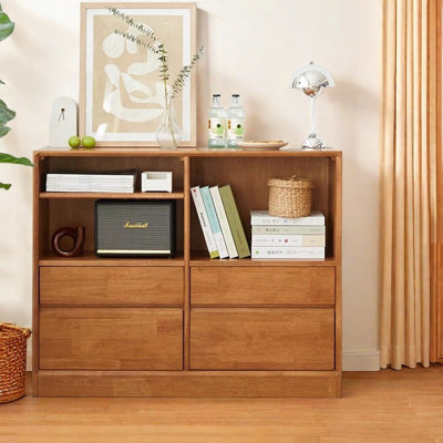 Modern Simple Standing Rubber Wooden Bookcase