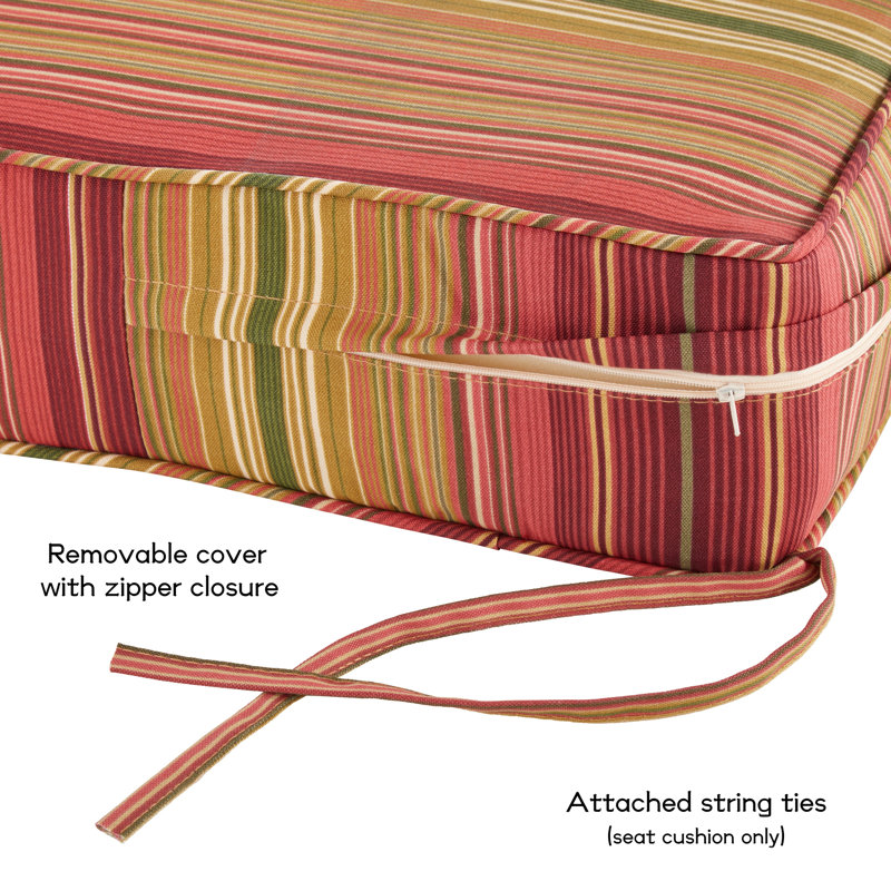 Outdoor 2-Piece Deep Seat Cushion Set, Kinnabari Stripe