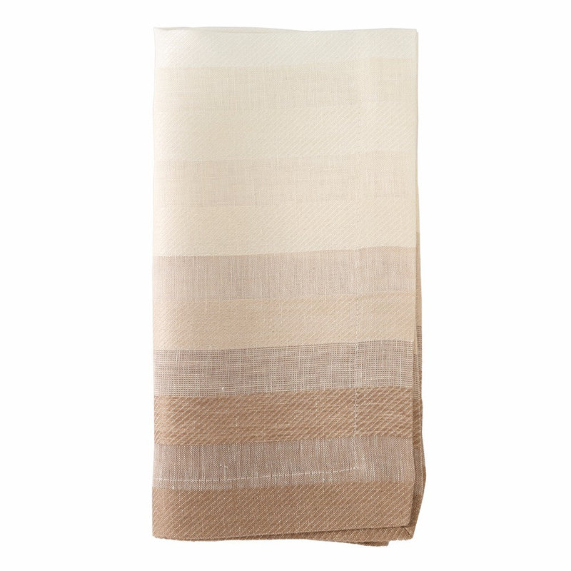 Gradient Stripe Linen Napkin, Beige
