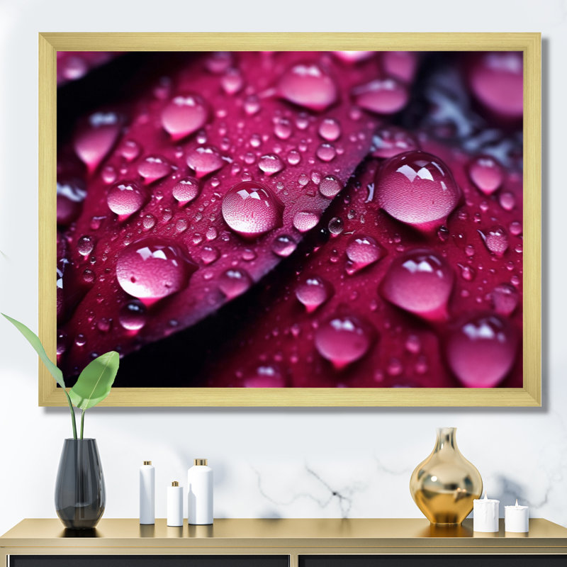 " Red Rose With Raindrops IX ", Gold Single Picture Framed, 34" H x 44" W x 1.5" D
