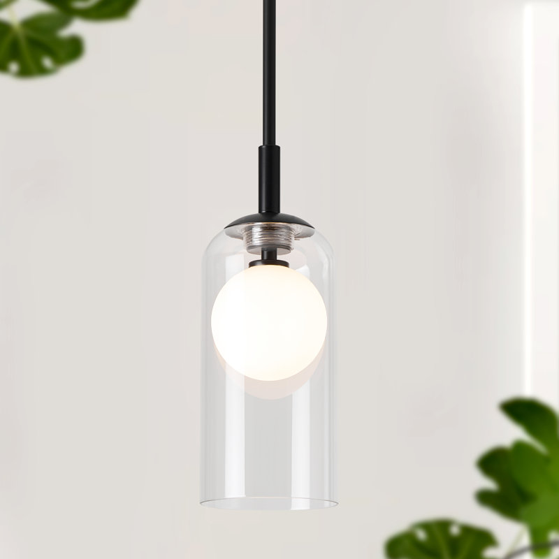 Burlington 1-Light Modern Dimmable Single Pendant Light in Matte Black with Clear Glass Shade