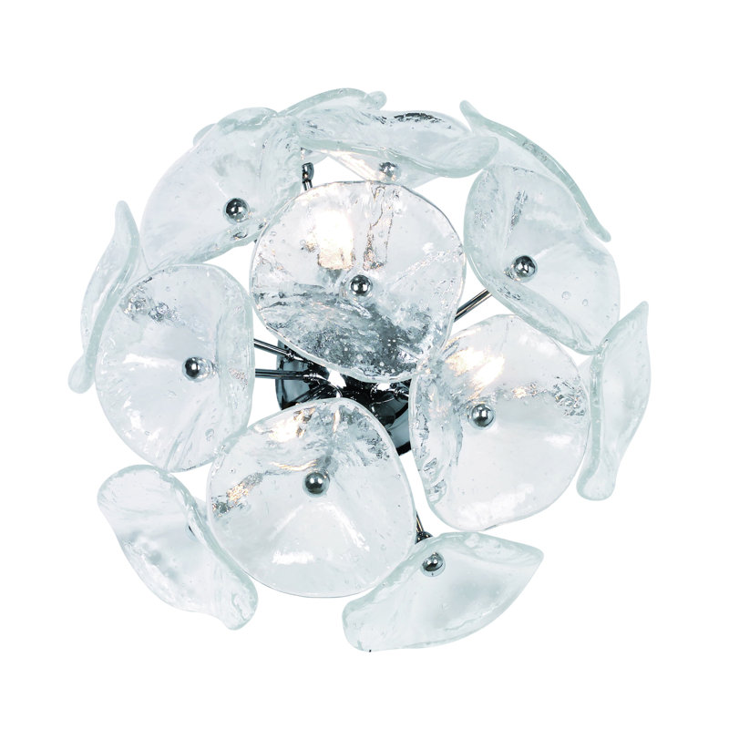 Asherton Steel Flush Mounted Sconce, Clear Murano
