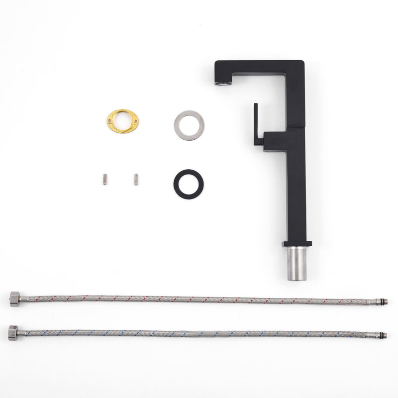 Robinet de lavabo vasque à poignée simple en laiton massif 11-4 / 5 "H avec ensemble de bonde optionnel, Noir mat