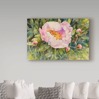 Mattox 'Flowers Pink Peony' Watercolor Painting Print on Wrapped Canvas