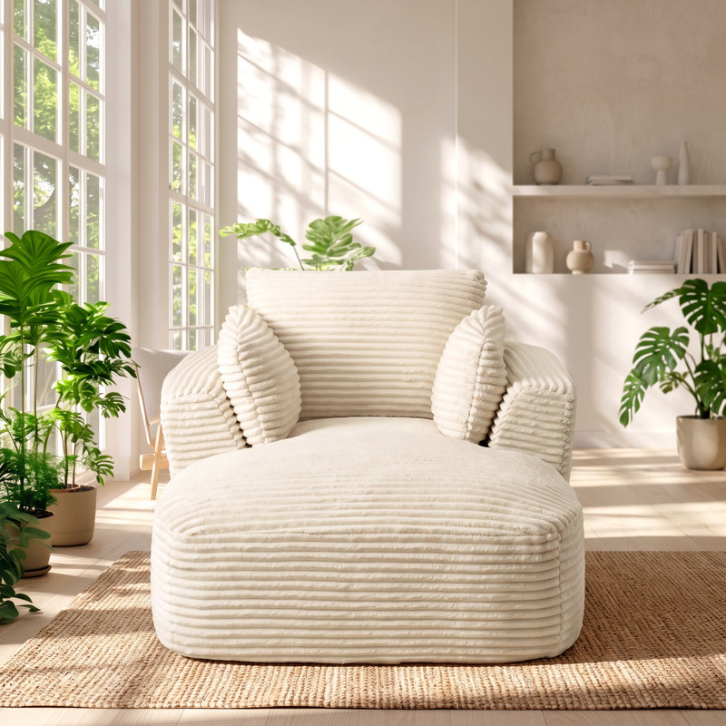 Chaise longue rembourrée en velours côtelé l 64,6 po x P 45,3 po Normicore