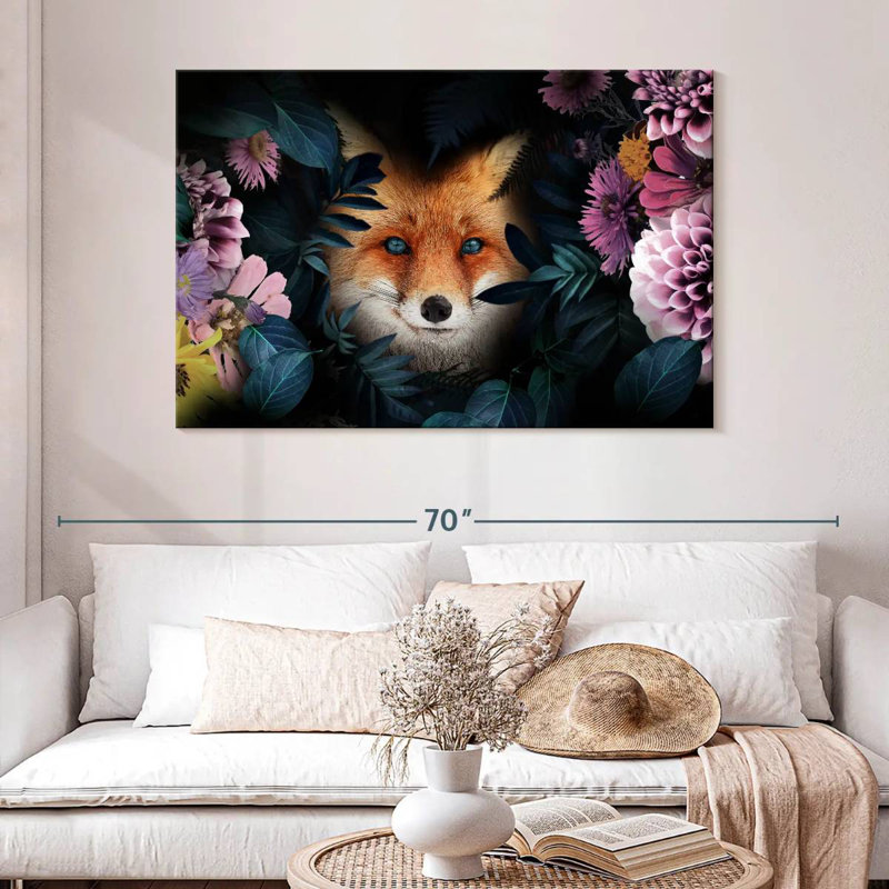 Brampt Floral Red Fox, 32" H x 48" W