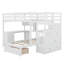 Lit superposé double au-dessus de simple avec bureau, tiroirs et tablettes Jefforey-623800023