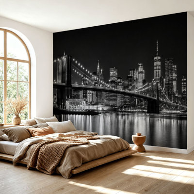 Wall Mural Peel and Stick Wallpaper brooklyn bridge new york city skylines pictures Self-Adhesive Removable Contact Paper Wall Decor for Living Room Bedroom 69"H x 96"W