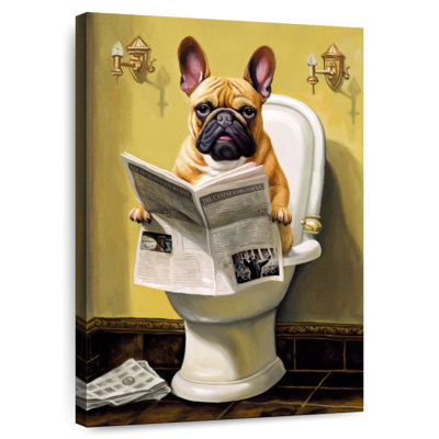Bouledogue sur une toilette