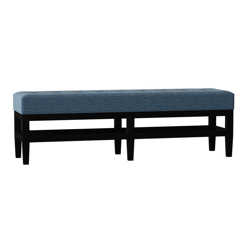 Galindo-White Upholstered Bench, Key Ocean, Mahogany
