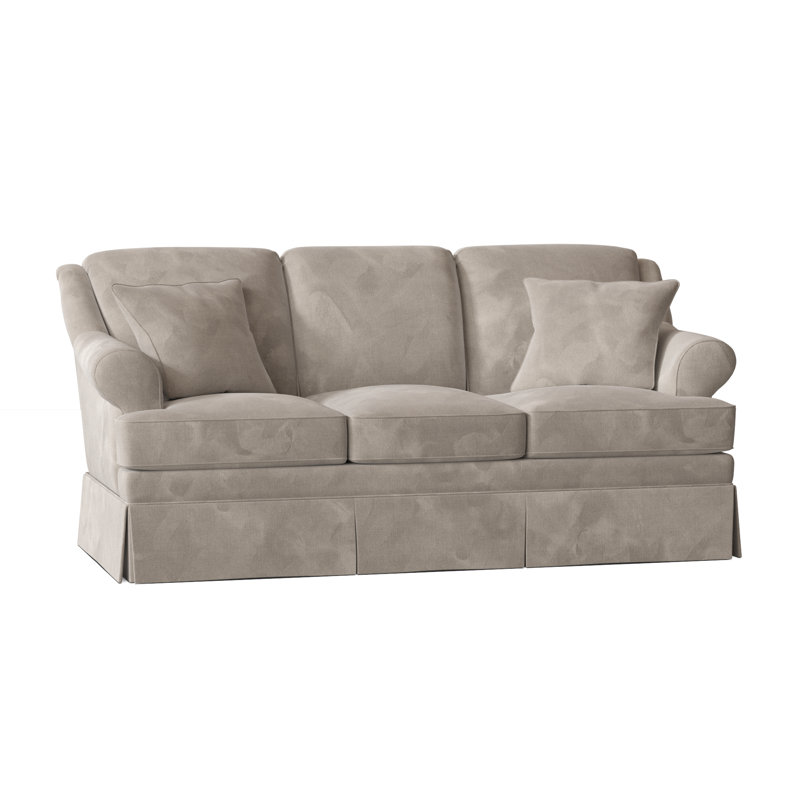 Canapé à accoudoirs arrondis de 73 po avec coussins réversibles Connor, Velours performance beige tweeter 10, Oui