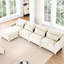 Quatre places avec tissu en chenille blanc mobile, base en bois, conception ergonomique, éponge résiliente, facile à installer, convient aux salons, aux salons et aux études