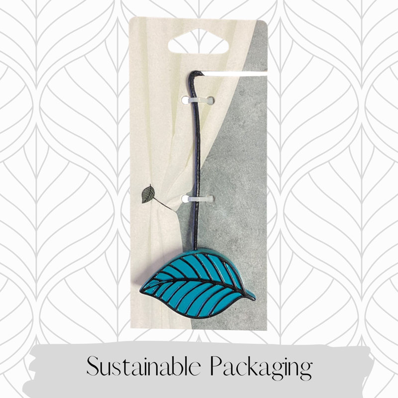 Teal Resin Leaf Design Magnetic Curtain Tiebacks Set of 2