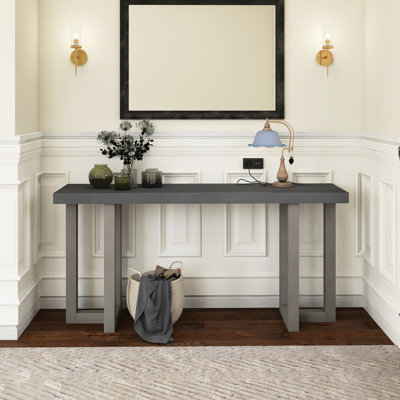63" Wood Console Table With Solid Pine Legs