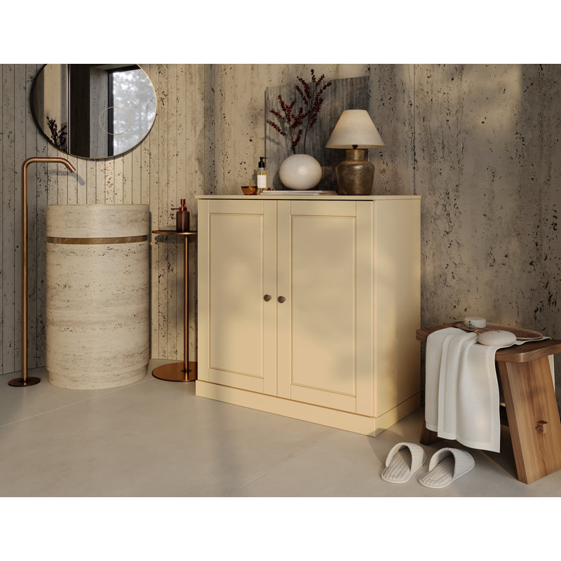 Palace Imports 100% Solid Wood Short Bathroom Linen Cabinet with Doors & Drawers, Adjustable Shelves, Modular Bathroom & Laundry Storage Cabinet, 32" W x 35.75" H