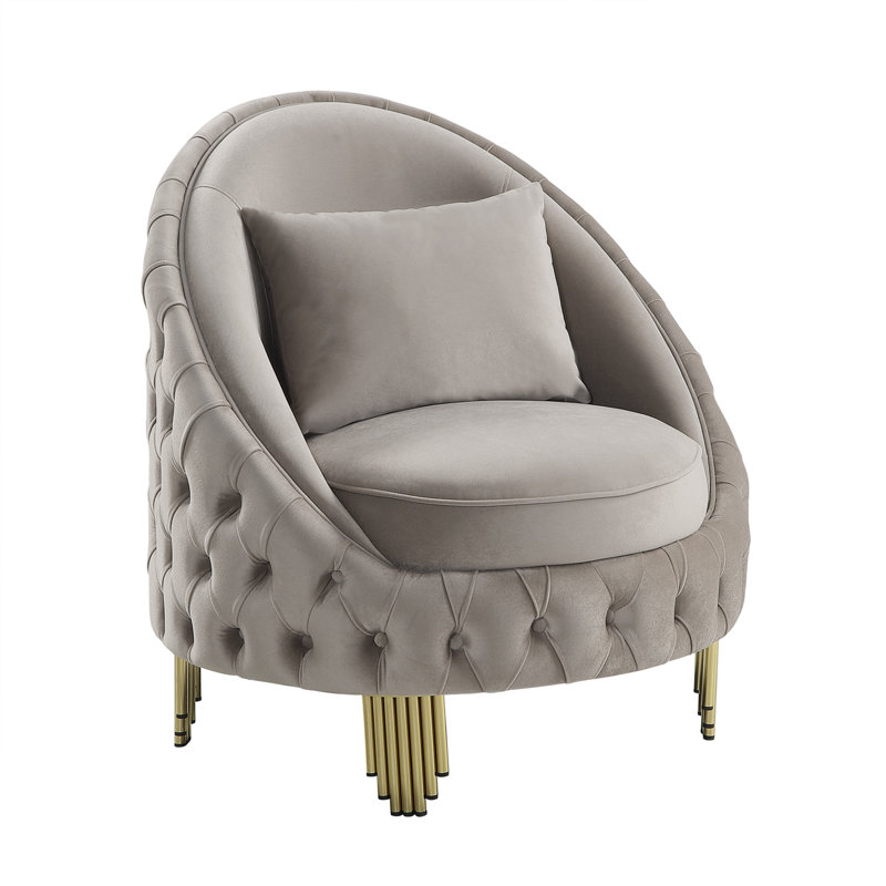 Chaise en velours 33 po Valorie, Velours taupe