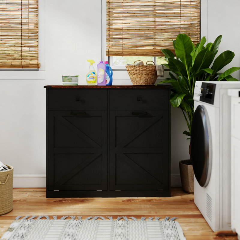 Armoire poubelle Farmhouse Double Tilt-Out, Noir
