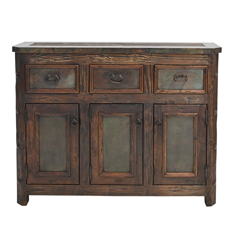 Armoire d'appoint en cuivre et bois récupéré