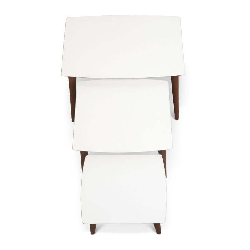 Ronald MDF Nesting Accent Tables In Walnut (Set Of 3), Cream