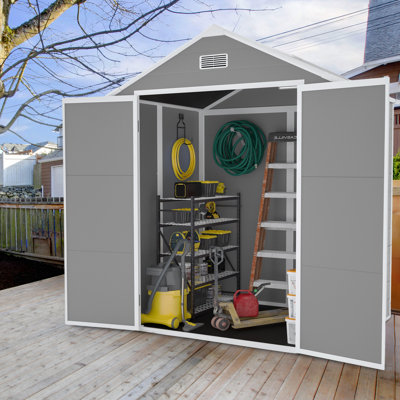 Durable Resin Outdoor Storage Shed With Floor, Lockable Door And Window