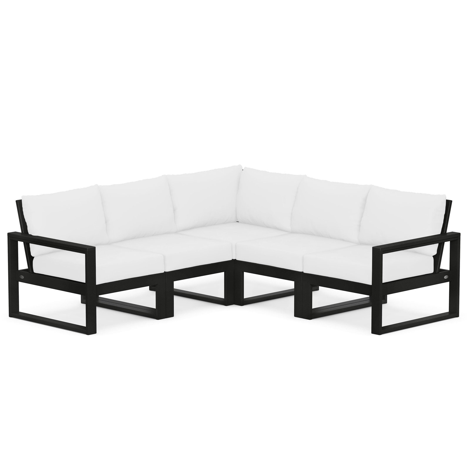 EDGE 5 - Person Seating Group with Cushions, Black, Natural Linen