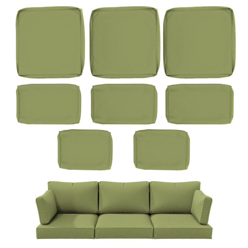 8-Piece Outdoor Cushion Cover Set (Set Of 3 Seats, 5 Backs), Covers Only, Light Green