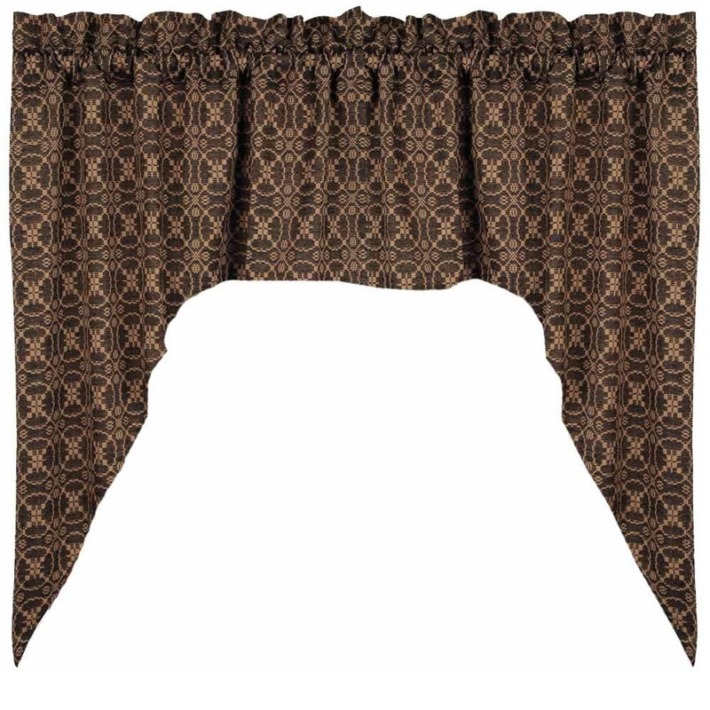 Cotton Geometric Swag Window Valance 2 pieces L and R