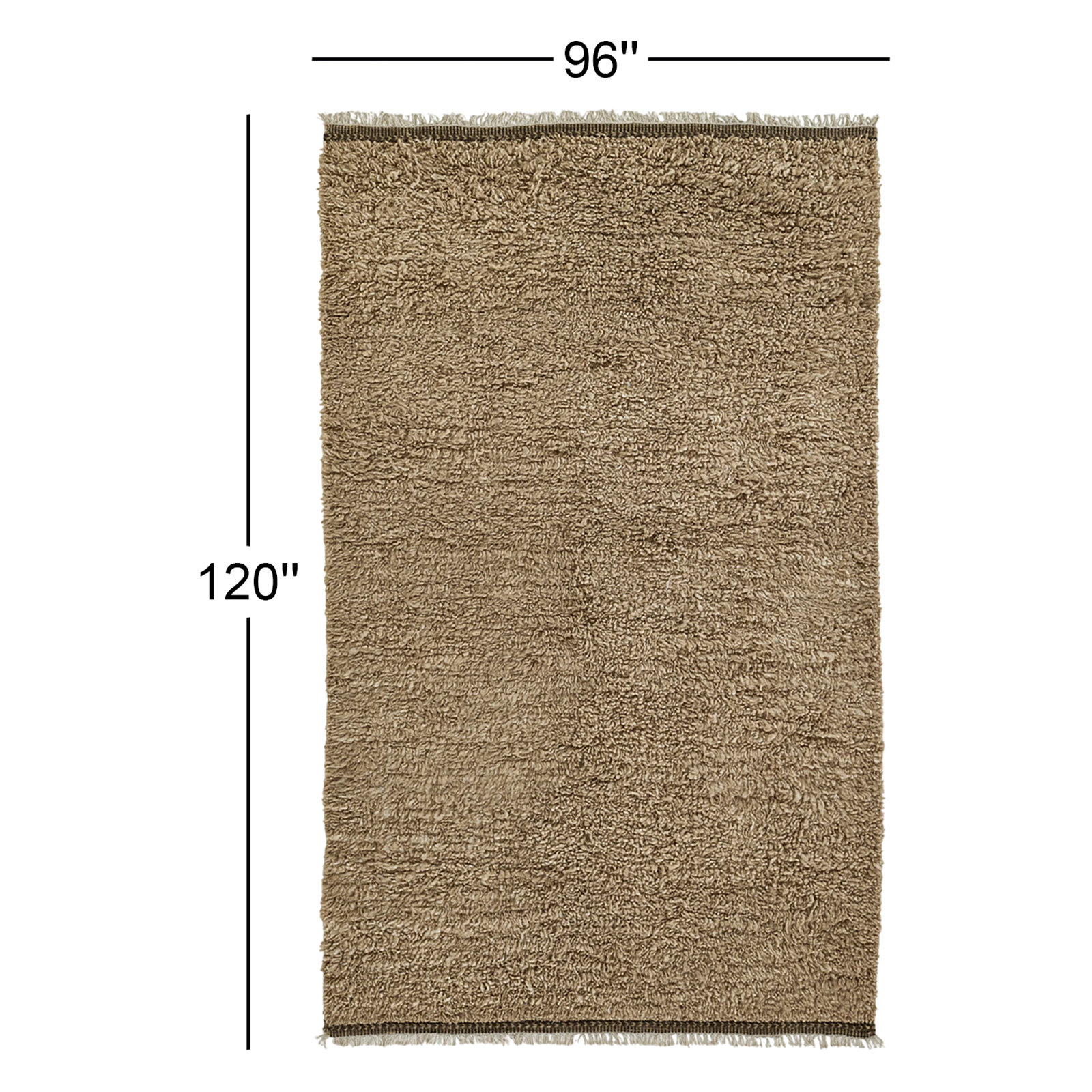 Auckland Brown Hand-Loomed Wool Shag Rug, Rectangle 8' x 10'