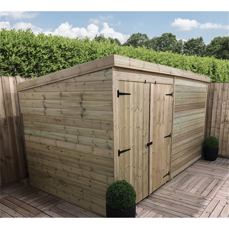 Trabelsi 14 ft. W x 3 ft. D Solid Wood Garden Shed