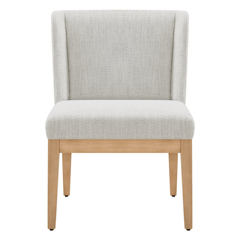  Chaise d'appoint moderne à oreilles avec pieds en bois, Ivoire prestige