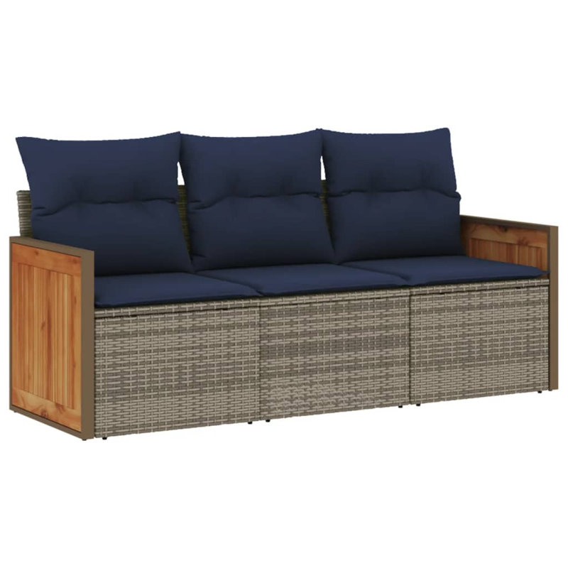 Ensemble de canapé de patio 4 pièces avec coussins en rotin de polyester noir