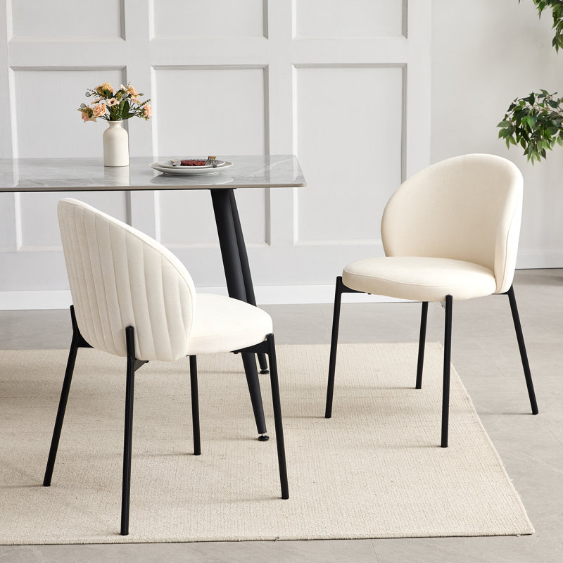 Fabric Upholstered Side Chair in Cream