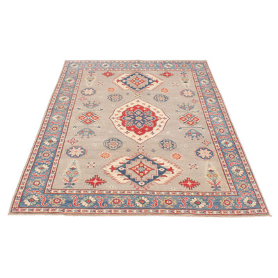 Tapis unique en laine noué à la main 5 pi 7 po x 8 pi nouvel âge en bleu / crème / gris Winterville