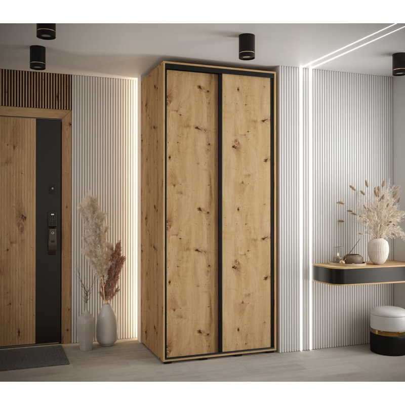 Cayleen 2 Door Manufactured Wood Wardrobe, Oak Artisan